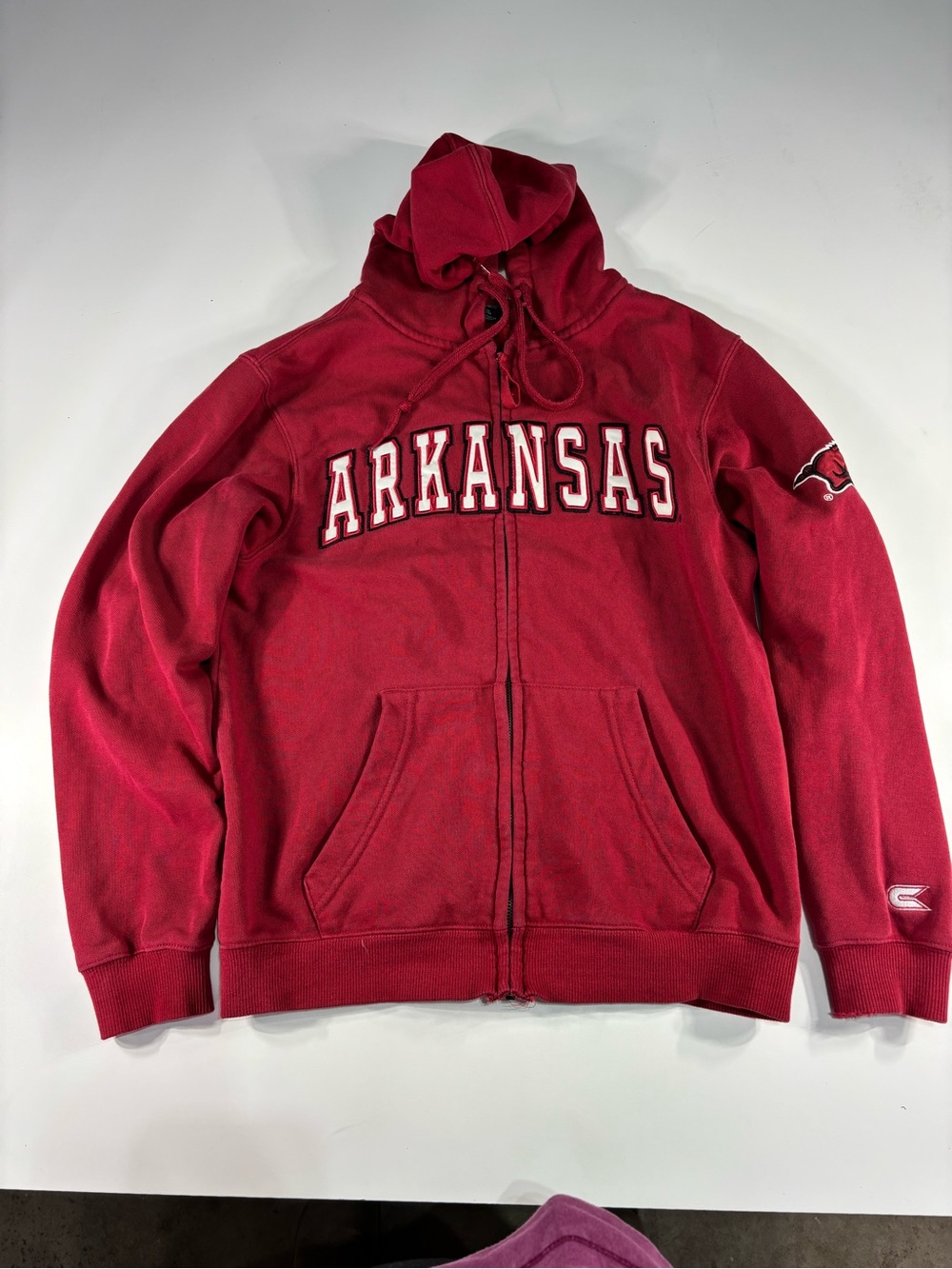 Vintage Colosseum Arkansas Razorbacks Zip Up Hoodie Sweatshirt Red Small Y2K